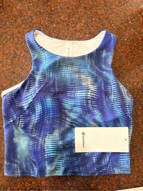 Lululemon blue and purple printed athletic crop top